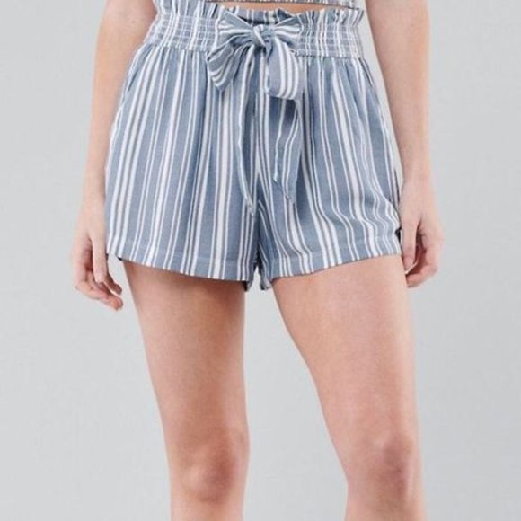 Hollister Pants - Hollister Ultra High Rise Tie Waist Paper Bag Striped Shorts XS NWT